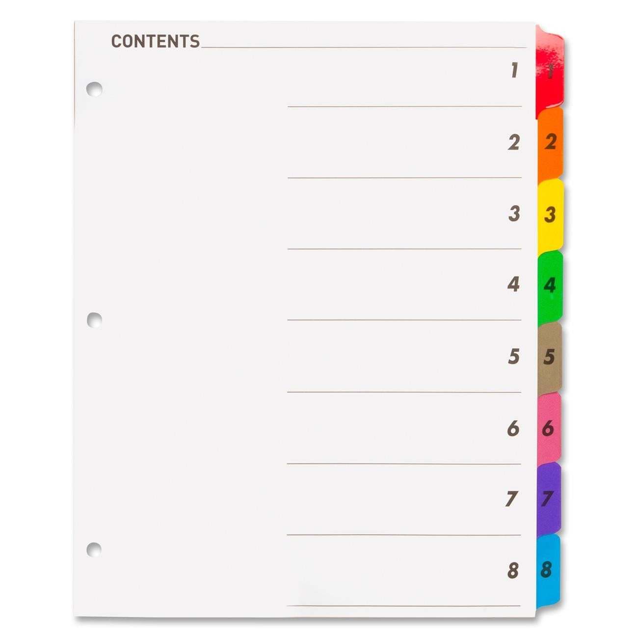 Sparco Color Coded Indexing System 8 tab