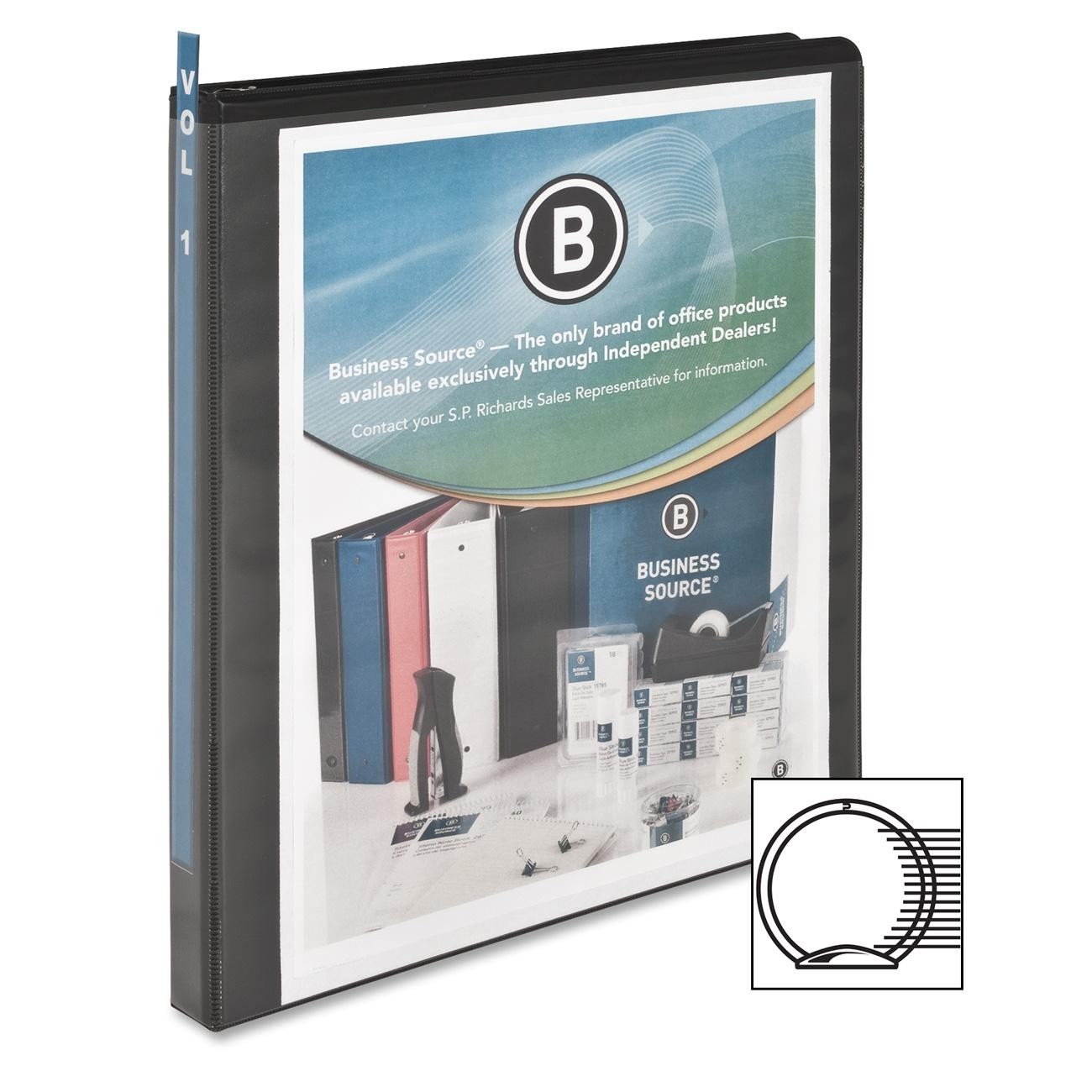  Business Source Round Ring View Binder 1"