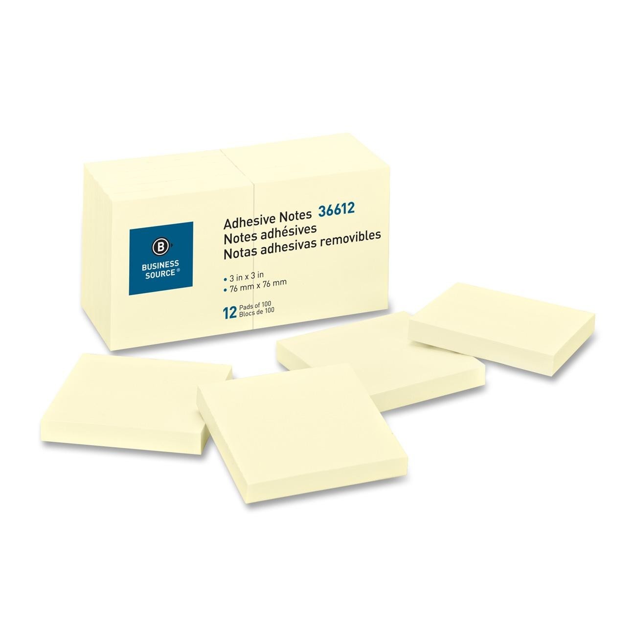 Business Source Premium Yellow 3x3 notepads Pack of 12