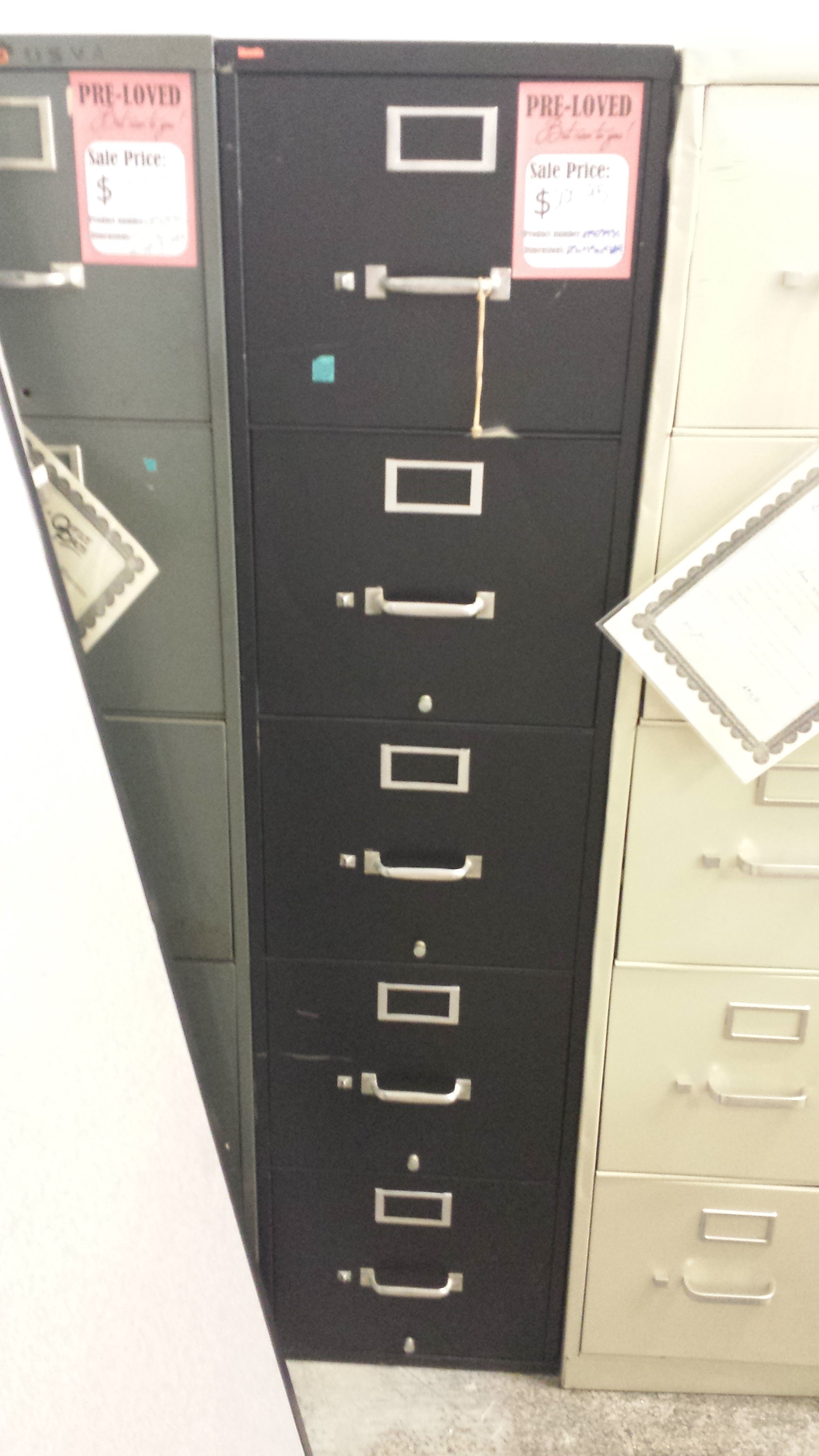 Black 5-Drawer Vertical Filing Cabinet