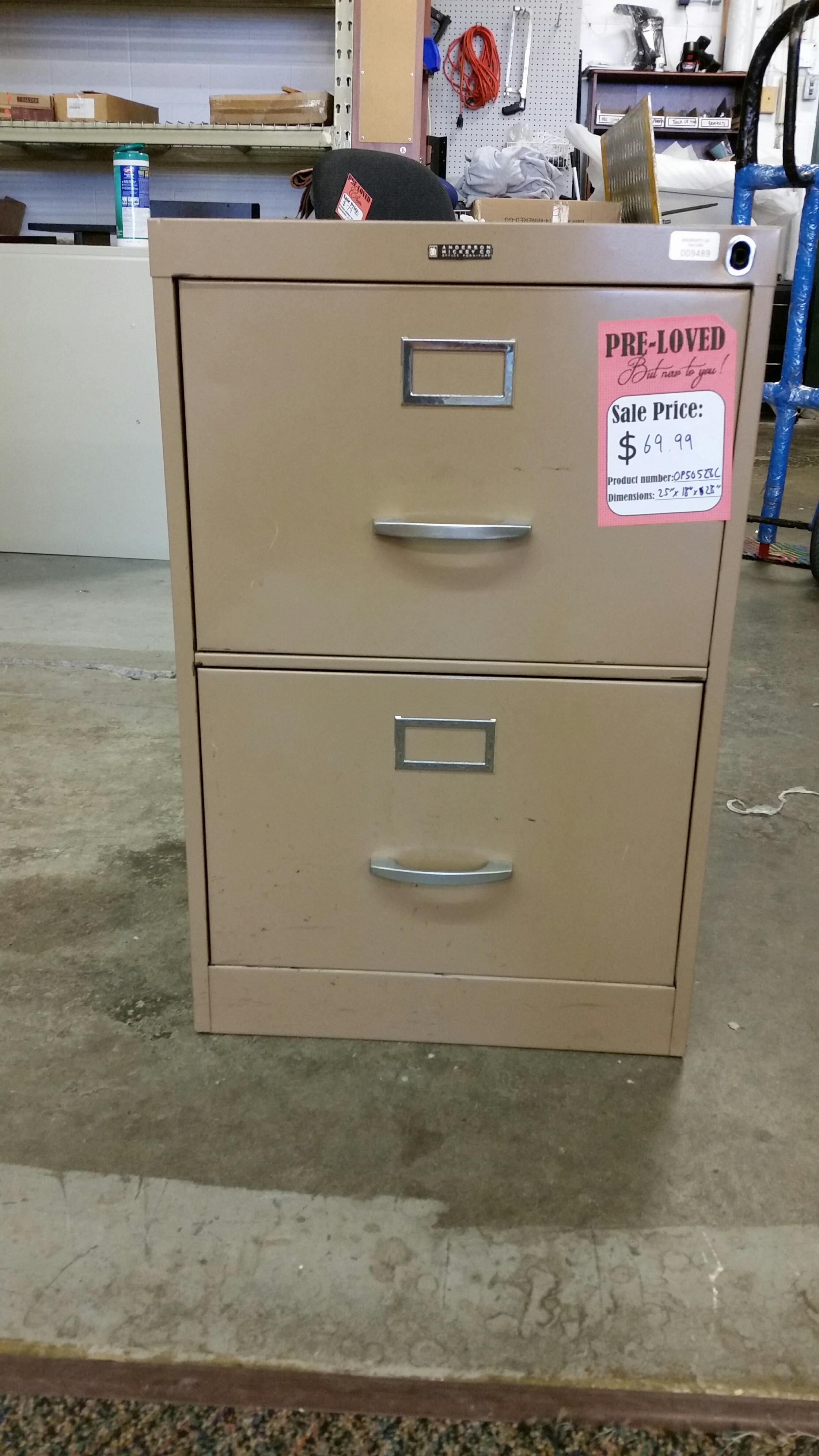 Tan 2-Drawer Legal Filing Cabinet