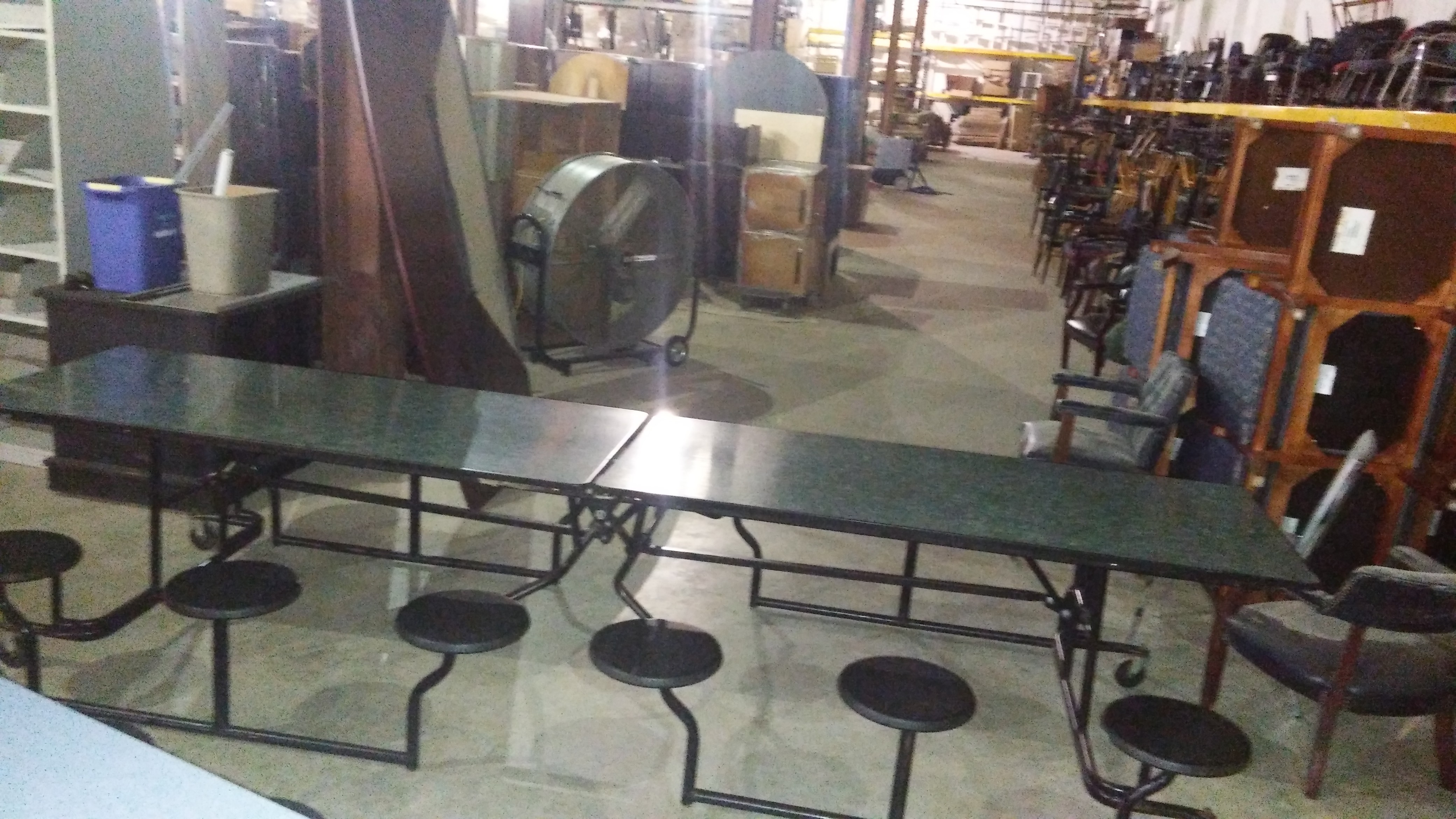 Twelve Seat Green Laminate Marble Cafeteria Table 