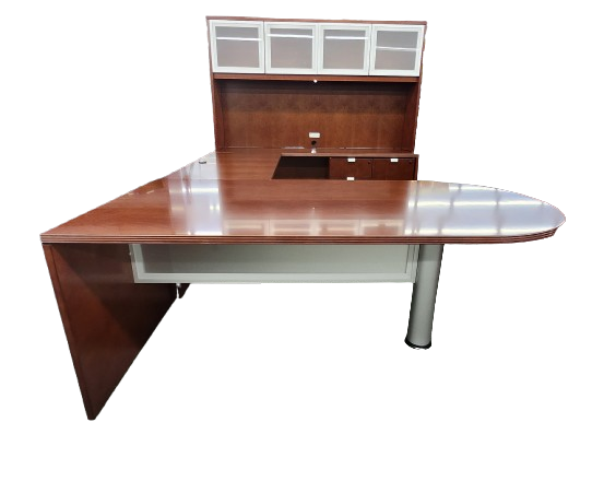 Closeout, Cherryman U-Shaped Peninsula Desk with Hutch 