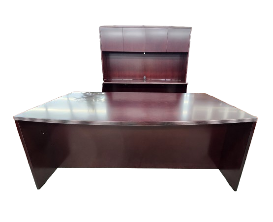 Closeout, Cherryman Bowfront Desk and Credenza Shell with Hutch