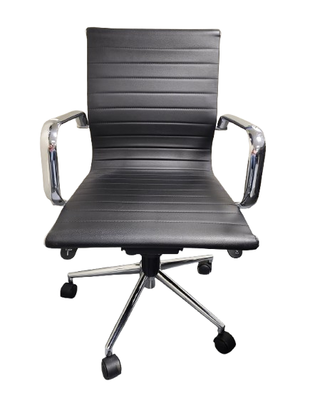Pre-owned Faux Leather Conference Chair, Black 