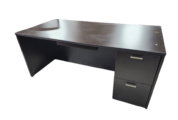 Preowned Espresso Laminate Single Pedestal Desk