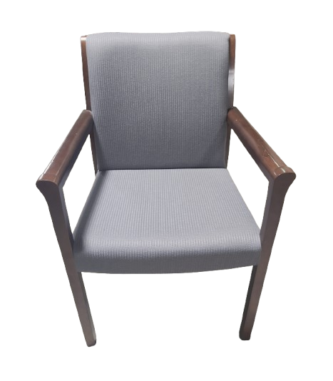 Preowned Cherry Guest Chair with Gray Upholstery