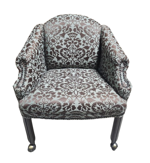 Preowned Damask Lounge Chair with Casters