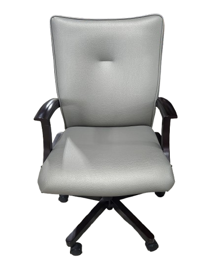 Preowned Pewter Leather Executive Chair