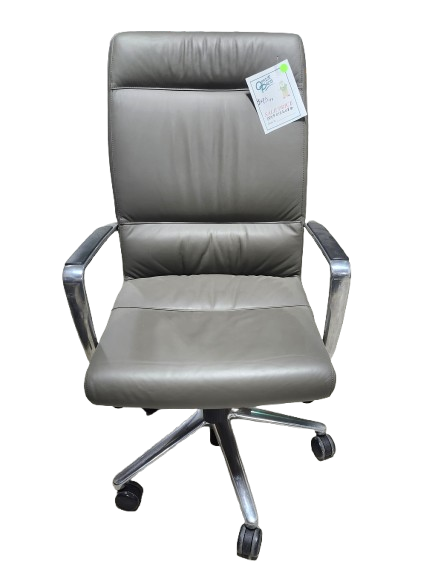 Preowned Gray Leather Conference Chair
