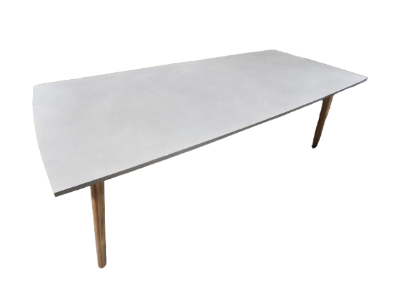 Preowned Conference Table with Faux Concrete Top and Wooden Legs