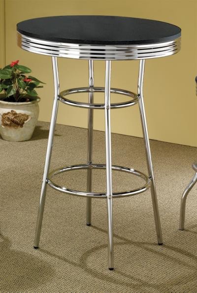 Cleveland Collection Chrome Plated Soda Fountain Bar Table 2405 Black
