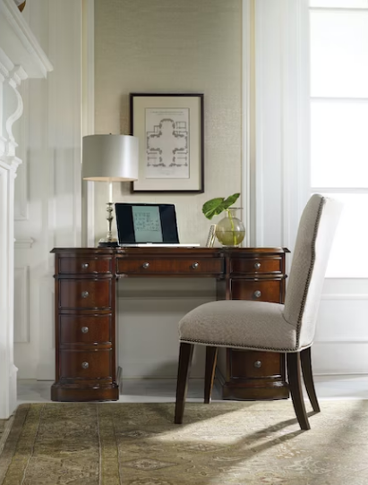 Home Office Cherry Knee-Hole Desk, Bow Front by Hooker Furniture