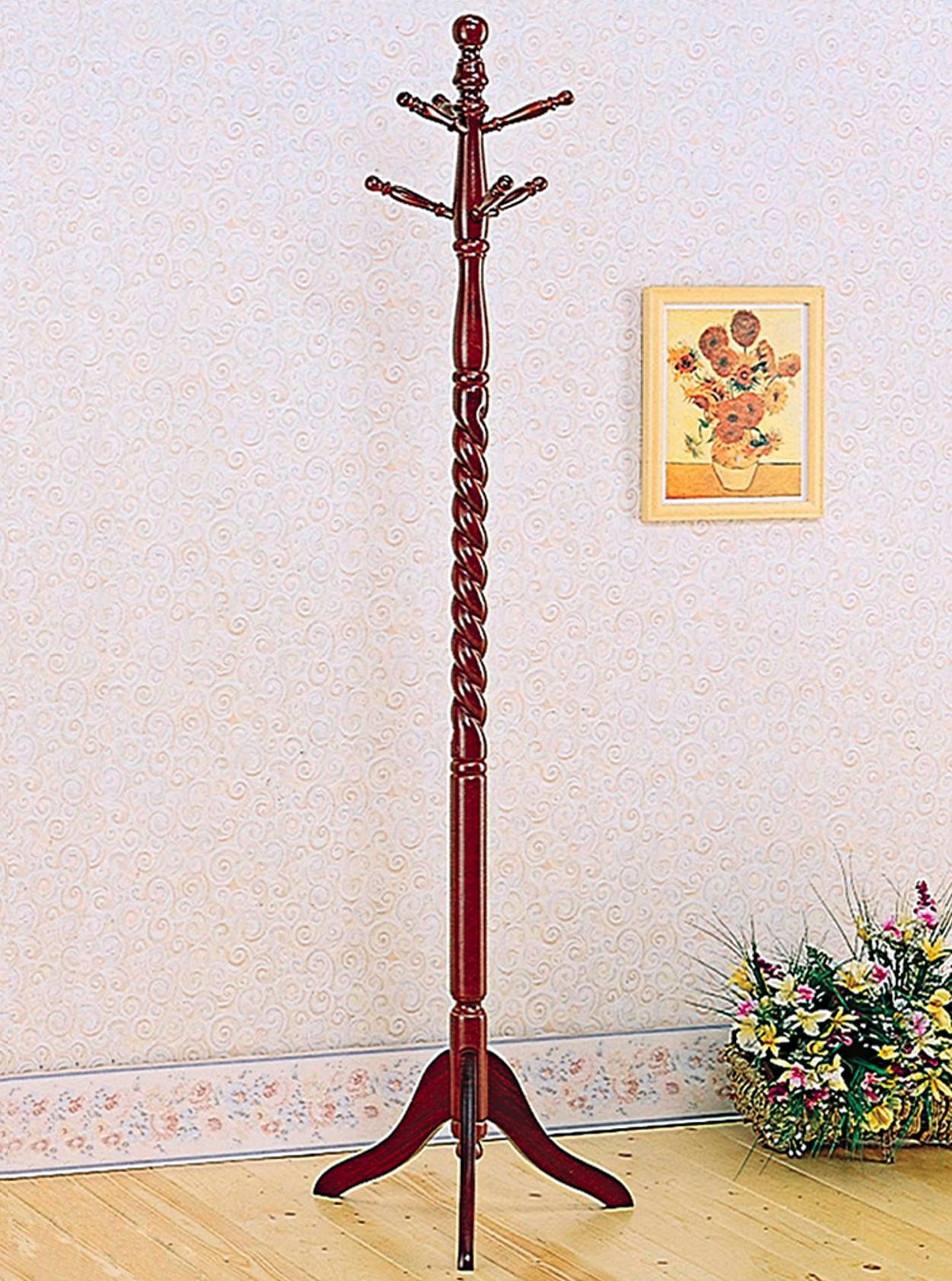 Coat Rack with Twisted Post Cherry or Oak 3058