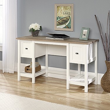 White Desk with Oak Top 418072