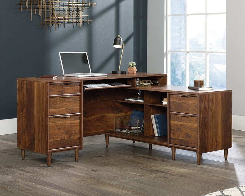 Grand Walnut L-Shaped Desk