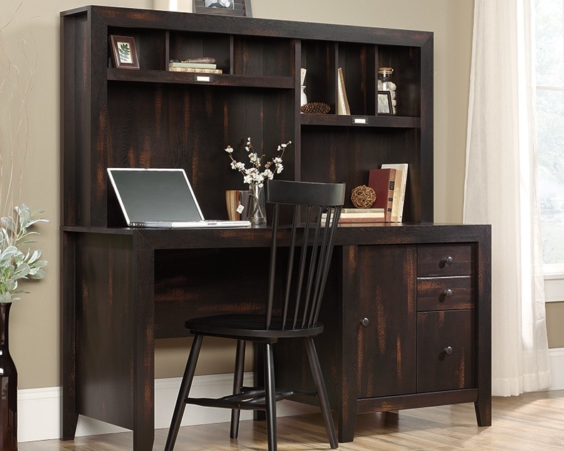 Computer Desk with Hutch Char Pine 422597