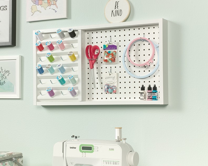 Craft Pro Series Wall Mounted Pegboard with Thread Storage by Sauder, 423412 