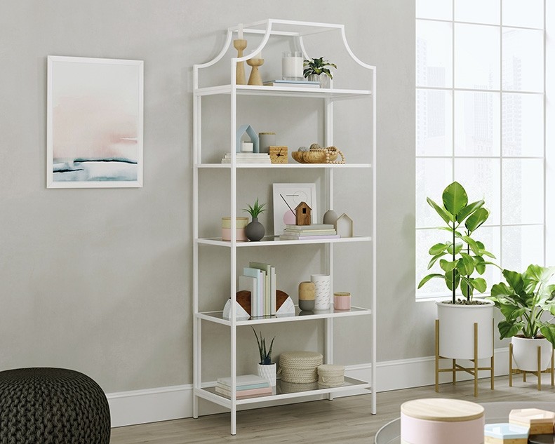 Anda Norr 5-Shelf Metal & Glass Bookcase by Sauder, 425786