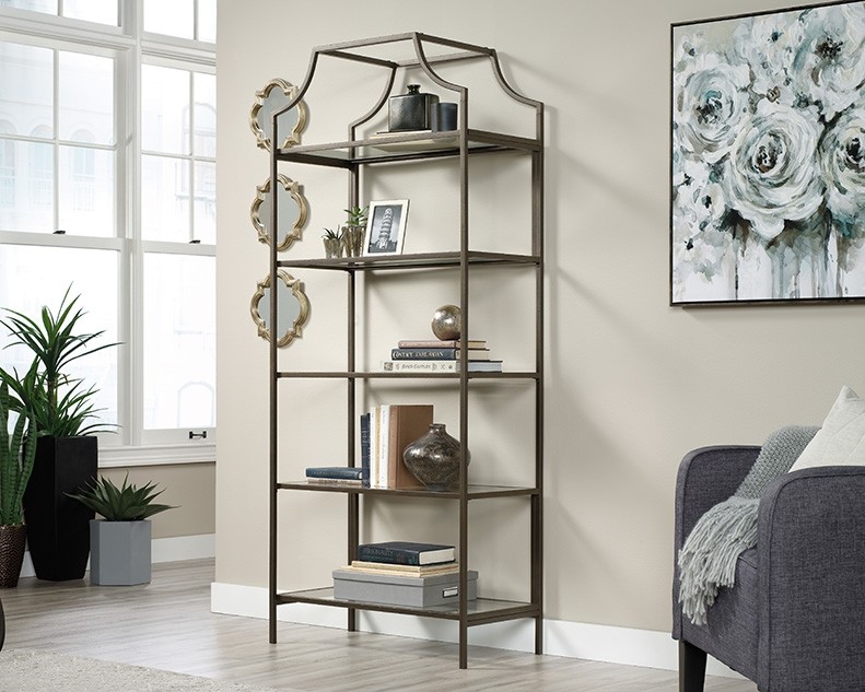 International Lux 5-Shelf Metal & Glass Display Bookcase by Sauder, 426168