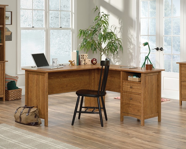 Union Plain Shaker Style L-Shaped Desk with File Drawer by Sauder, 428917 