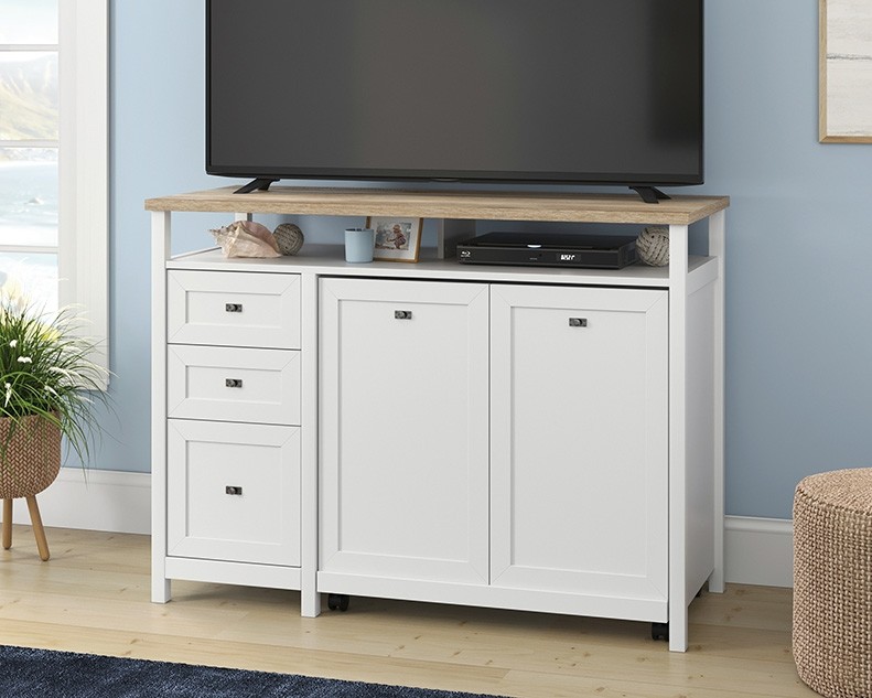 Cottage Road ® Collection TV Credenza with Hidden Pull-Out Desk by Sauder, 430055