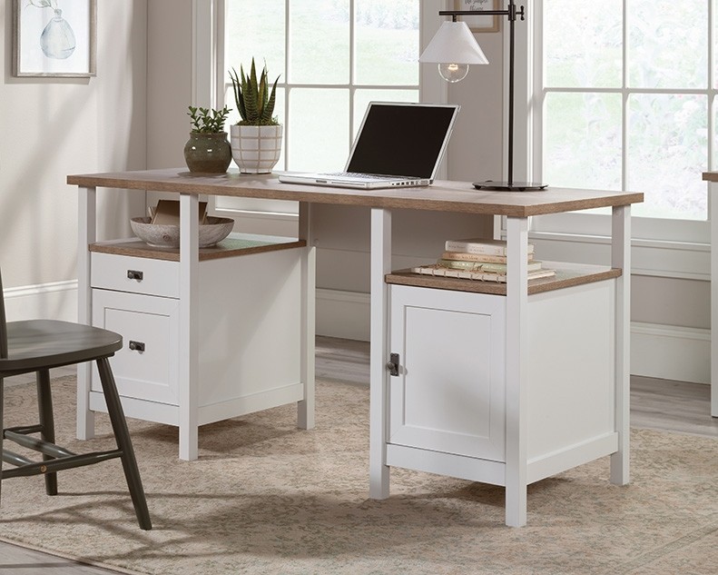 Cottage Road ® Collection White Double Pedestal Desk with Drawers by Sauder, 430056