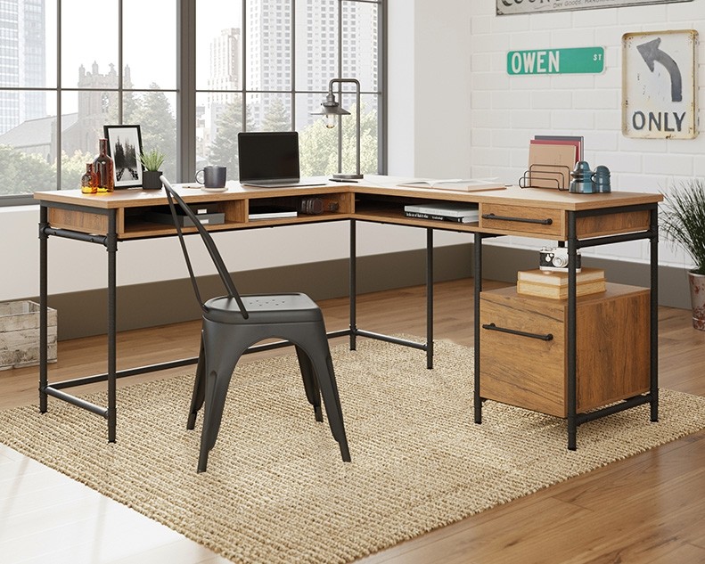 Iron City L-Shaped Desk by Sauder, 431210