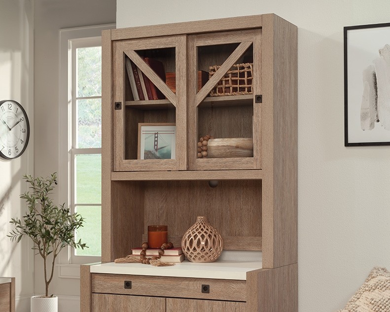 Dixon City Library/Desktop Hutch with Sliding Doors by Sauder, 432889, base sold separately