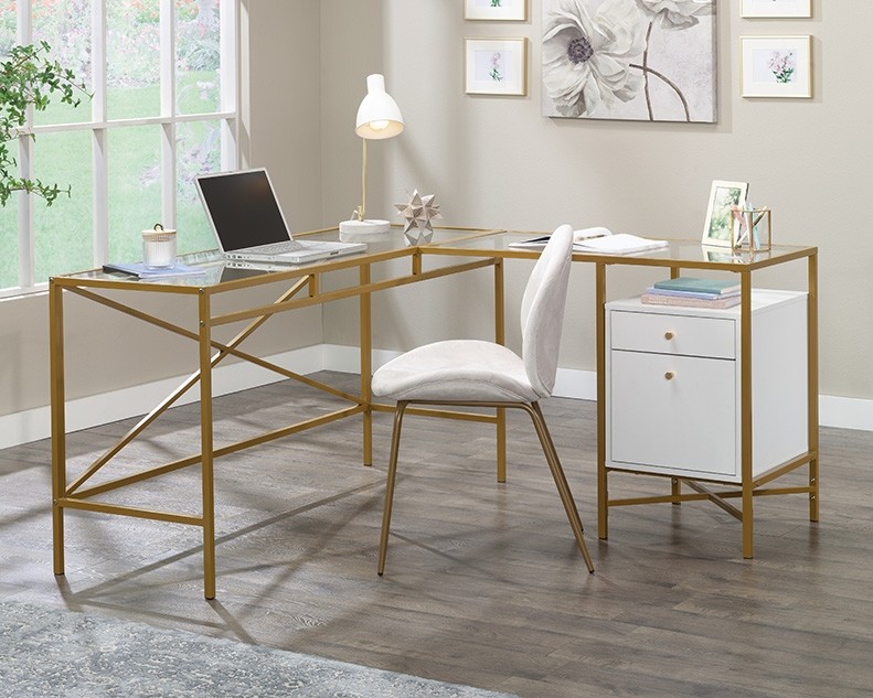 Harper Heights® Collection Glass Top L-Shaped Desk by Sauder, 433646