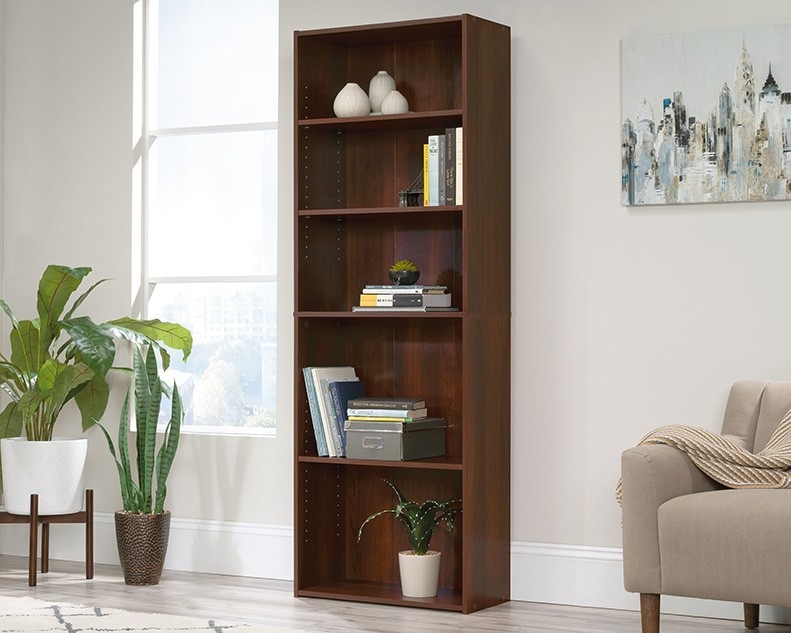 Sauder Beginnings 5-Shelf Bookcase, Brook Cherry