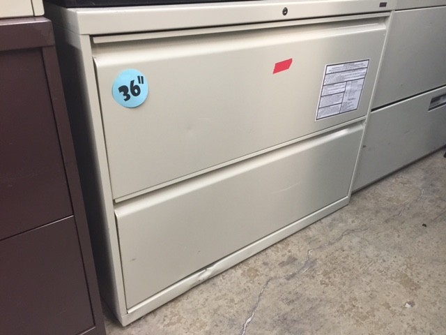 Used 36" Two Drawer Putty Lateral File Cabinet by Alera
