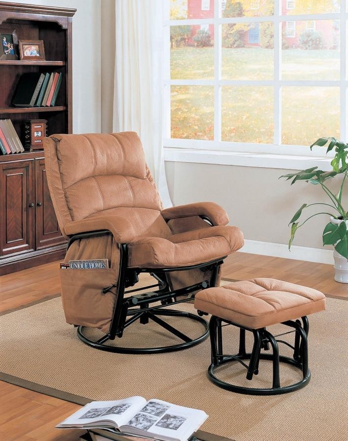 Fabric Brown Glider Recliner with Matching Ottoman 650005