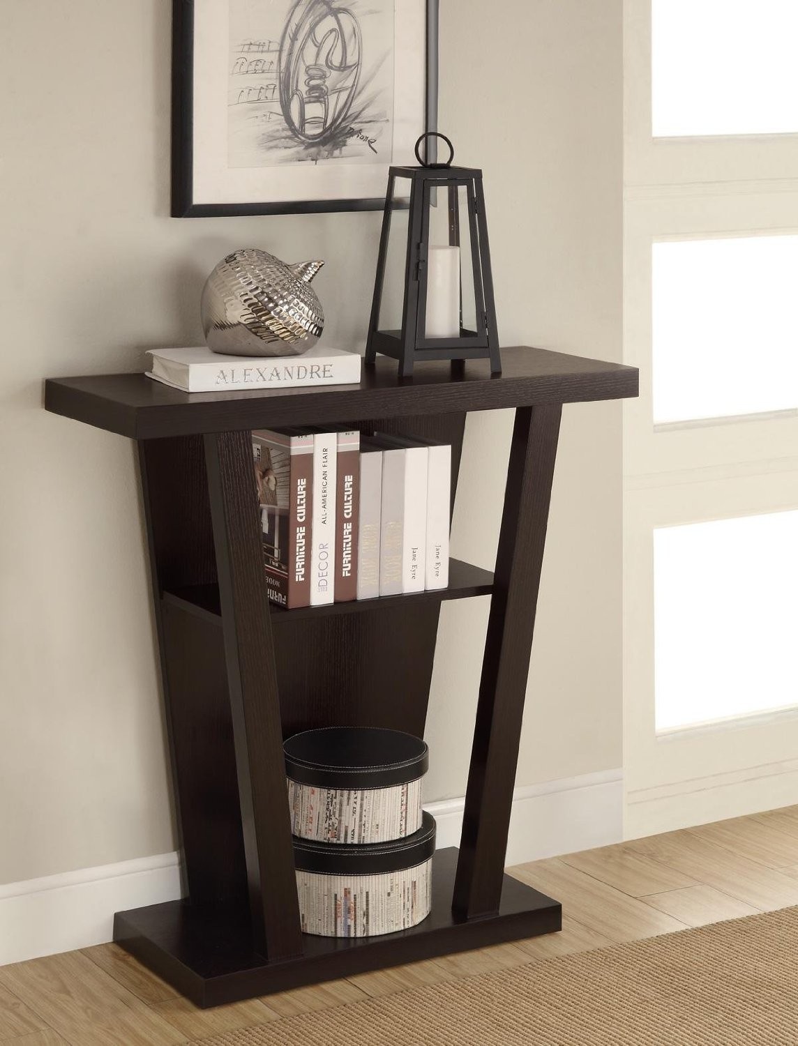 Contemporary Console Table in Cappuccino