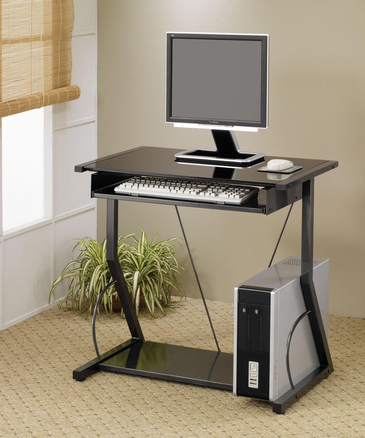 Small Contemporary Computer Desk with Keyboard Tray