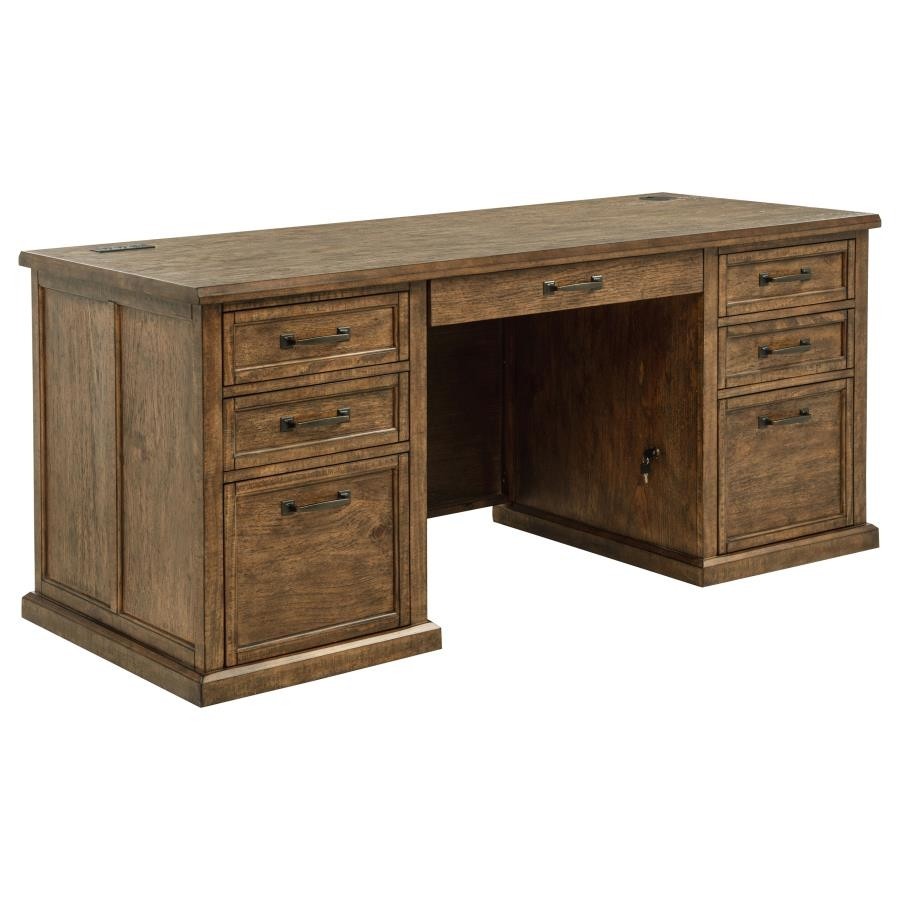 Altidore 68-inch 7-drawer Executive Home Office Desk, Distressed Brown