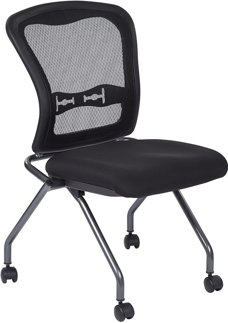 ProLine II Folding Series Deluxe Nesting Mesh Back Armless Visitor Chairs Set Of 2 #84220-30