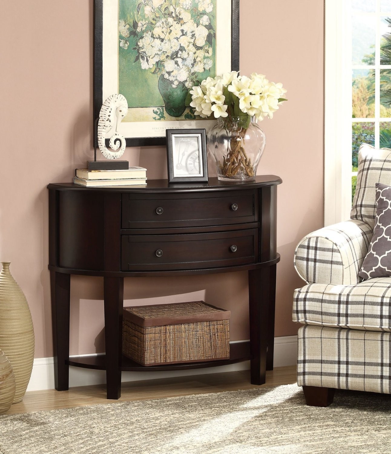 Entry Way Console Table/Hall Table in Brown Finish