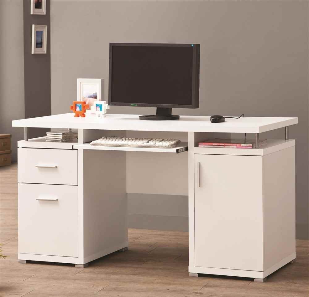 Contemporary Computer Desk, White