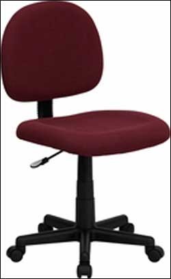 Burgundy Fabric Mid Back Ergonomic Task Chair 
