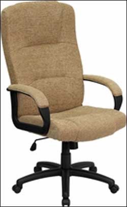 High Back Executive Beige Patterned Fabric Office Chair 