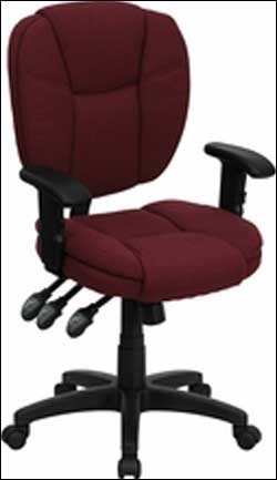 Burgundy Fabric Multi Function Task Chair with Arms 