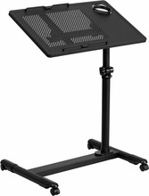 Black Adjustable Height Steel Mobile Computer Desk