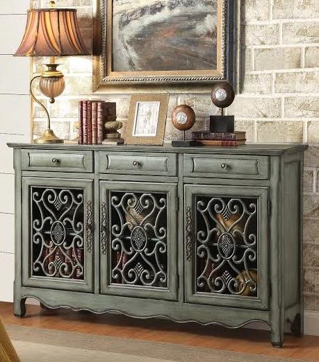 Traditional Accent Cabinet in Antique Green