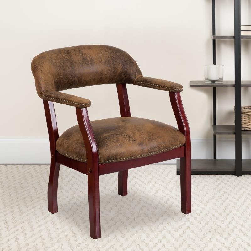 Diamond Bomber Jacket Brown Luxurious Conference Chair with Accent Nail Trim