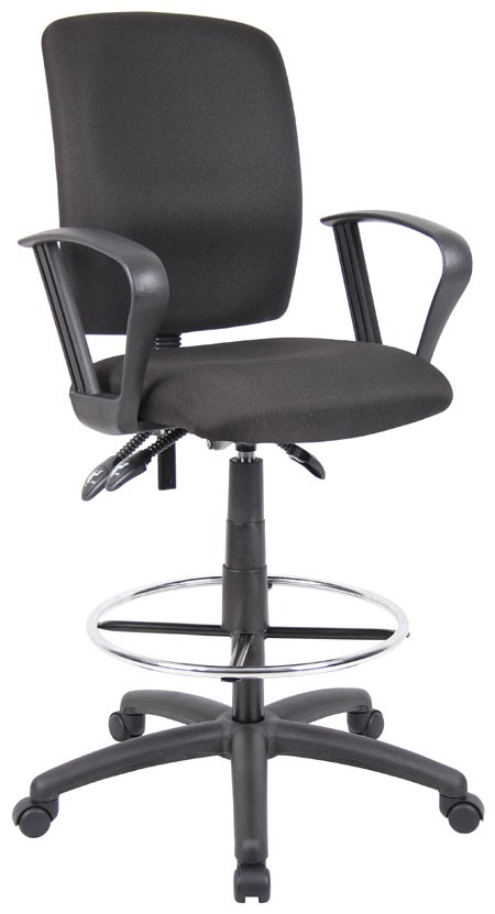 Boss High Back Drafting Chair with Loop Arms in Fabric B1637