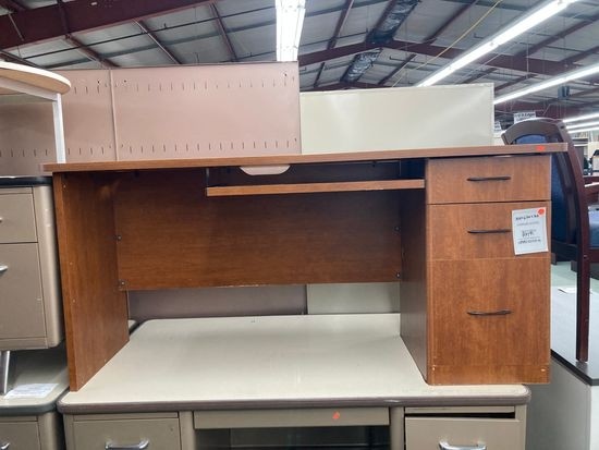 Used Honey Oak Finish Single Pedestal Desk