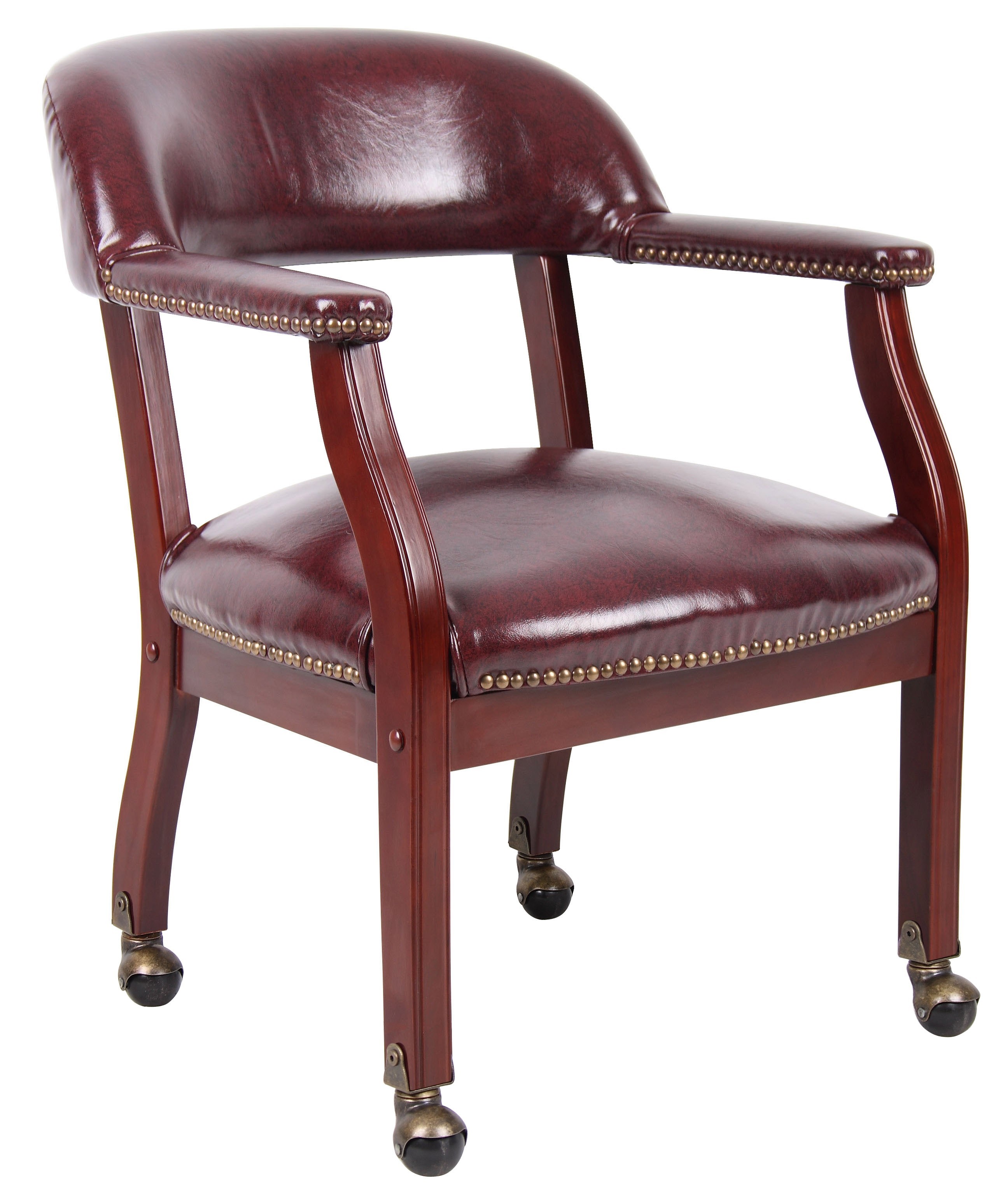 Boss Burgundy Bankers Guest Chair on Casters B9545-BY