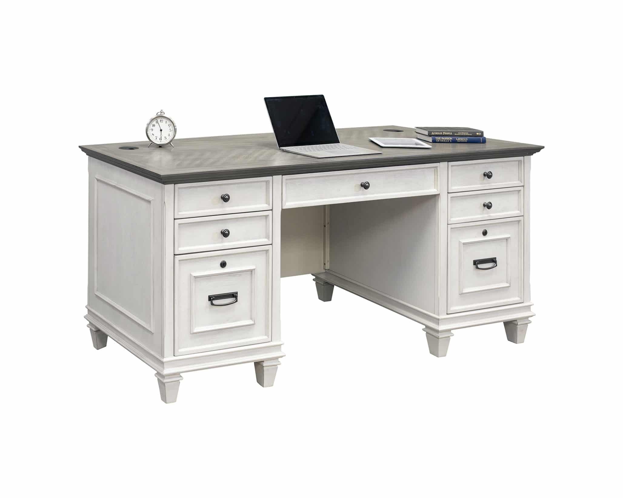 Hartford Double Pedestal Desk, White