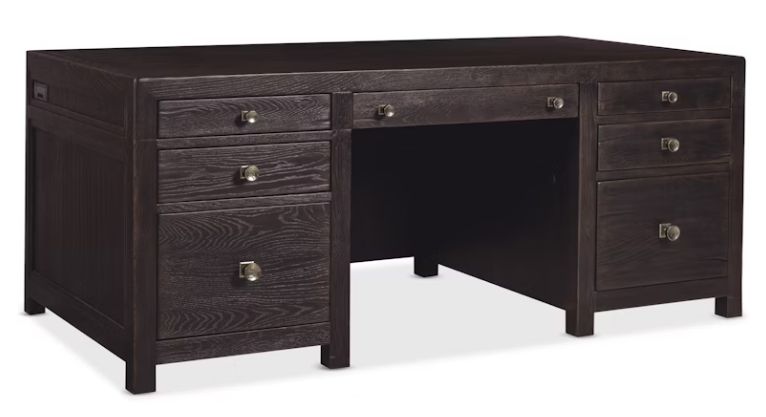 Hooker Furniture Home Office Driftwood Executive Desk, Burnt Timber Finish